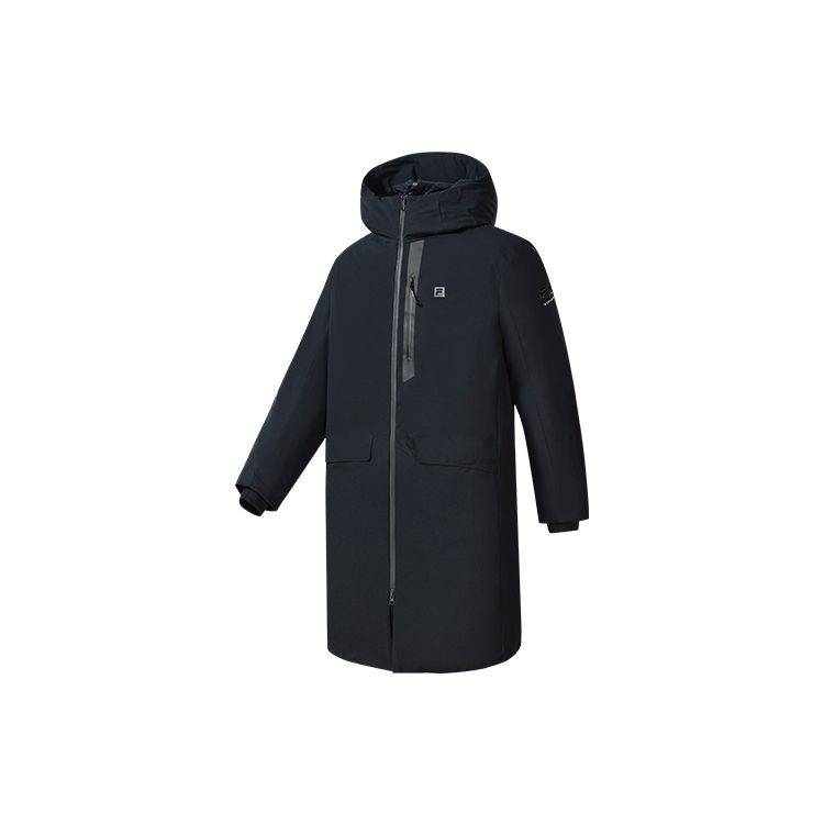 

Fila Легкая базовая простая длинная пуховая куртка с капюшоном для мужчин Верхняя одежда Насыщенно-черный A11M241914F-BK L