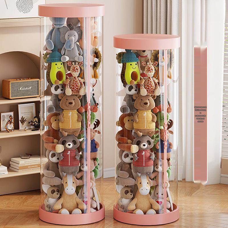 Large Capacity Transparent Toy Storage Bucket for Dolls and Plush Toys