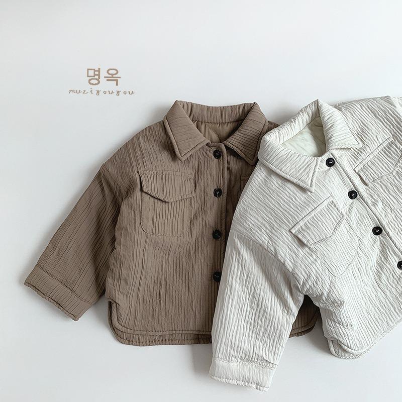 Kids Padded Shirt Jacket Unisex Boys Girls Korean Style Winter Warm Baby Top