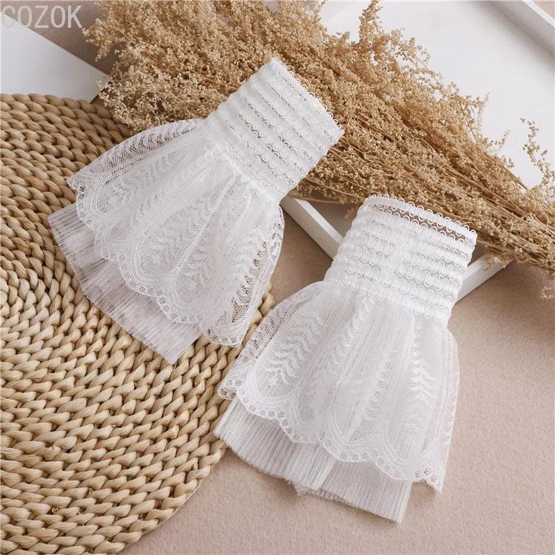 DIY Abnehmbare Manschetten Manschettenverlängerung Stickerei Spitze Gänseblümchen Falsche Ärmel Elastisch Wildes Handgelenk Plissiertes Organ Lolita Falsche Ärmel