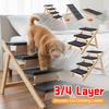 Foldable Wooden Pet Ramp Stair Non-slip Carpeted 2In1 Climbing Ladder Portable Steps for Injured Elderly Dog Cat Indoor Outdoor