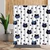 3D Cartoons Black White Cat Bathroom Waterproof Shower Curtain Simple Footprint Bathroom Curtains Set Bathtub Screen With Hooks