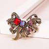 SKEDS Women Girls Vintage Classic Crystal Bow Ribbon Badges Pins Classic Luxury Design Bowknot Pins For Women's Clothing Coat