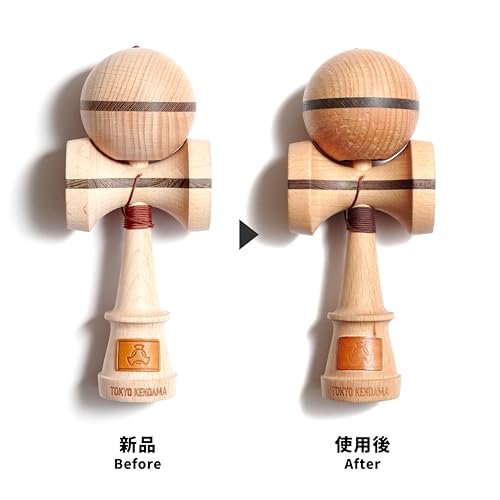 TOKYO KENDAMA X FANKEN Collaboration Model BEECH & WENGEWOOD 5th Shape / Beech & Wengewood Growing Kendama Equipped with Bearings, No Chemical Paints,
