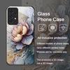 Luxury Lotus Marble Floral Pattern Tempered Glass Phone Case for Samsung Galaxy A56 A72 A55 A54 A53 A52 A36 A15 A14 A13 5G Cover