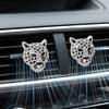 2 Pcs Bling Leopard Air Vent Clips Rhinestone Car Vent Clips Cheetah Print Car Accessories Diamond Bling Accessories for Women(Silver)