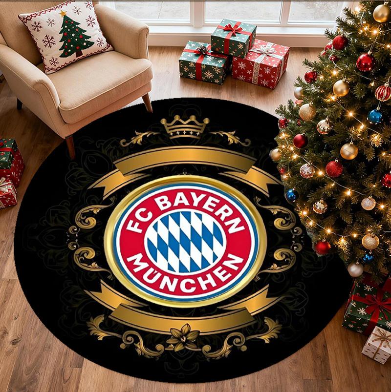 FC Bayern Pattern Round Rug, Indoor/Outdoor Mat, for Picnic, Gameroom, Bedroom, Office, Living Room, Home Decor Carpet, Birthday Gift