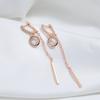 Trend Long Tassel Dangle Earrings For Women Fashion  Rose Gold Color Natural Zircon Fine Daily Jewelry Crystal Gift