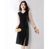 Hepburn Style Boutique Commuting Style Spliced V-neck Dress