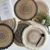 Vintage Pastierske Okrúhle Bavlnené Ľanové Podložky pod Tanier Ručne Tkané Jutové Strapaté Podložky Mäkké Protišmykové Podložky na Stôl Podložky pod Vázy Doplnky