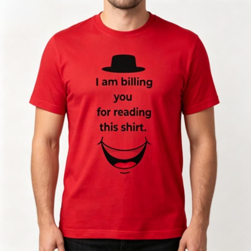 Male Cotton Short Sleeve Tee I Am Billing You For Reading This Shirt Novelty Slogan Hat Crew Neck Funny Street Casual Tops