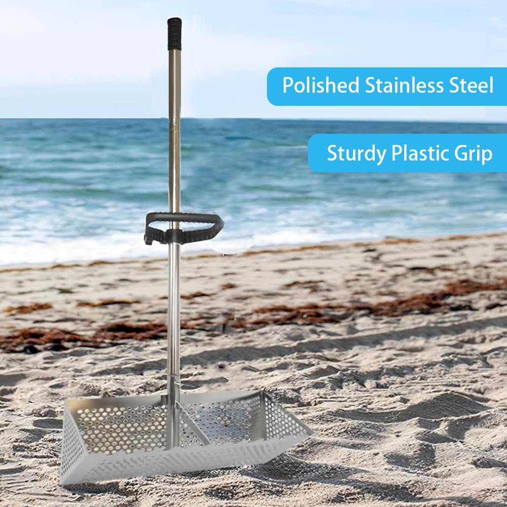 Stainless Steel Sand Screen Collapsible Beach Shark Tooth Screen Sand Crab Trap Beach Sand Scoop Shovel Shell Sand Sieve
