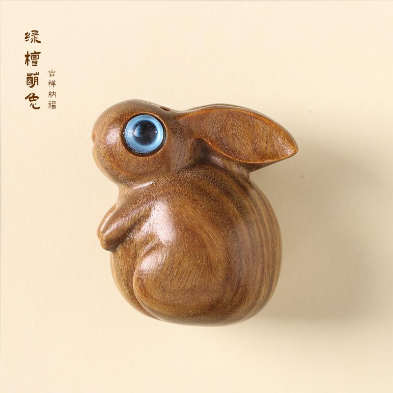 

Mini Cute Wooden Zodiac Rabbit Figures desk Ornaments DIY Accessories Mobile Phone Key Chain Pendant Birthday gift