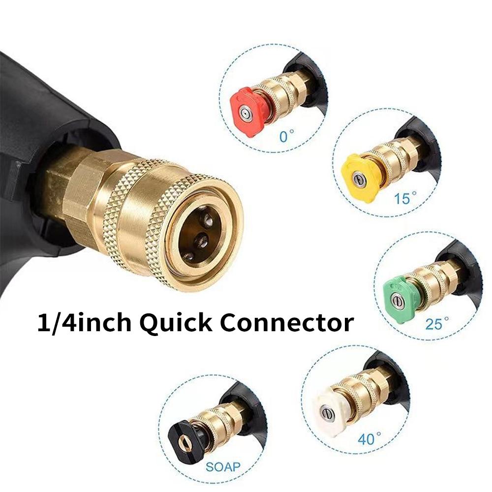 High Pressure Washer Gun with Foam Bottle 14inch Quick Connector, 060 Degrees  5pcs Pressure Washer