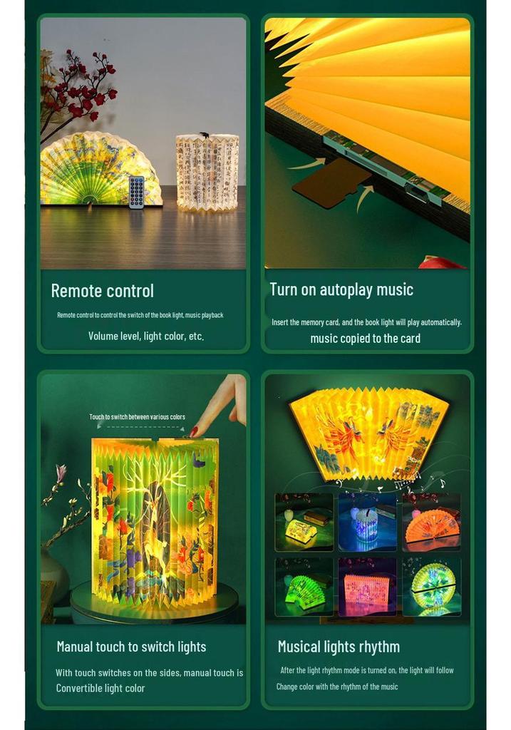 LED Fan Shaped Book Light: Creative Folding Desk Lamp & Night Light Gift