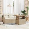 VidaXL 5-Piece Garden Sofa Set with Beige Cushions Poly Rattan Acacia 3349392