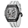 Men's Automatic Watch 50m Water Resistant Skeleton Square Luxury Stylish Sports Business Analog CF White Black Strap