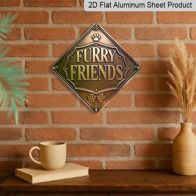 2D Flat, 1pc, Furry Friends Theme, Decorative Gift for Dog Lovers, Vintage Metal Aluminum Sign, Suitable for Living Room, Study, Pet Room, Entryway