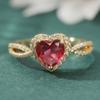 Women's Romantic Love Heart Shaped Red Synthetic Zirconia Ring Fashion Sparkling Wedding Engagement Festival Jewelry Accessories