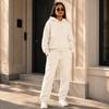 Couple Matching Hooded Tracksuit Set for Spring and, Color Thick Pullover Athletic Sweatsuit for Men and Women