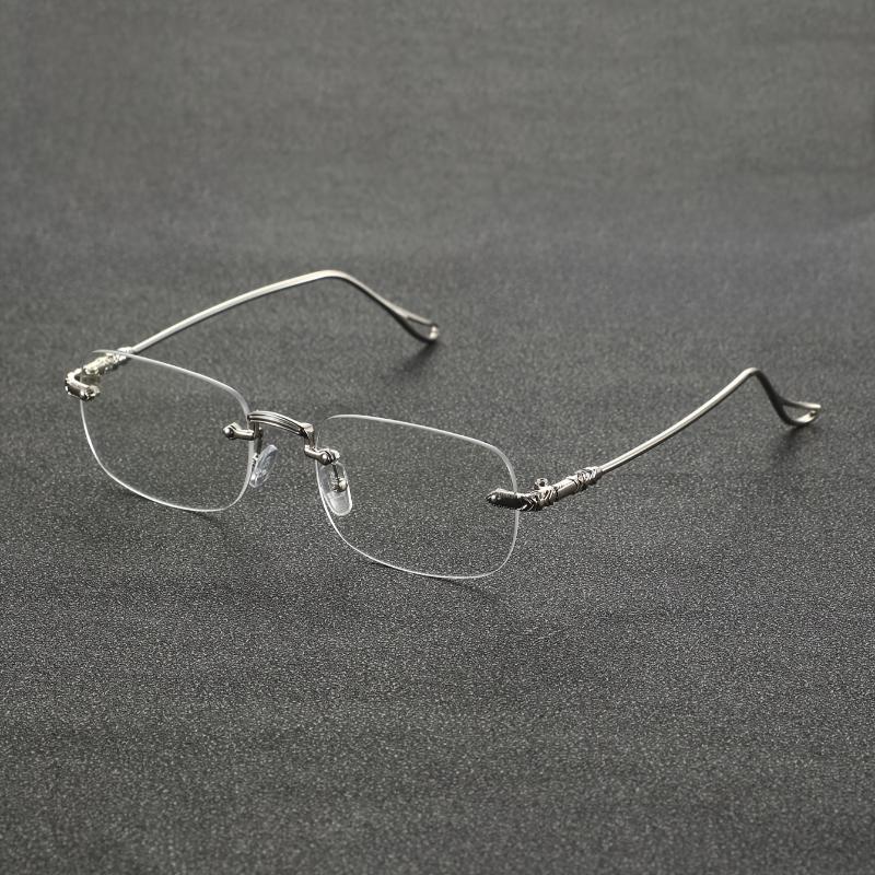 Damen Herren Rechteckig Randlos High-End Metall Transparente Verfärbung Brille, Geeignet für Tägliches Tragen, Mode Street Photography