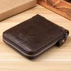 Men’s Vintage PU Leather Wallet, RFID Blocking Zipper Bifold Short Wallet, Multi Card Holder with Coin Pocket and ID Window, Compact Wallet for Men
