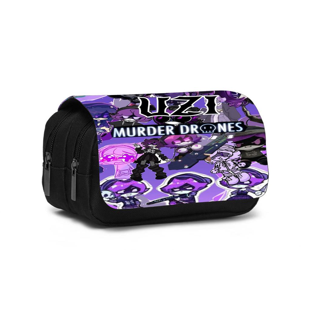 Murder Drones Double Layered Pencil Case Large Capacity Stationery Organizer Bag for Boy Girls and Students Pen Bag Best Gift