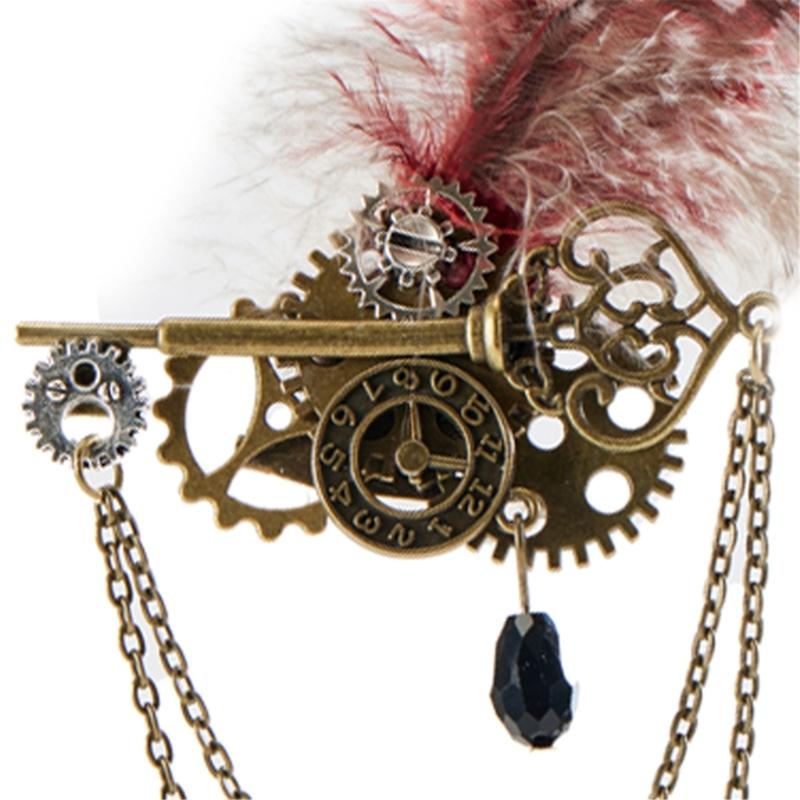 Steampunk Vintage Gear Brooch Chain Breastpin Gothic Lapel Pin Badges Jewelry for Women and Man Halloween Party Costume