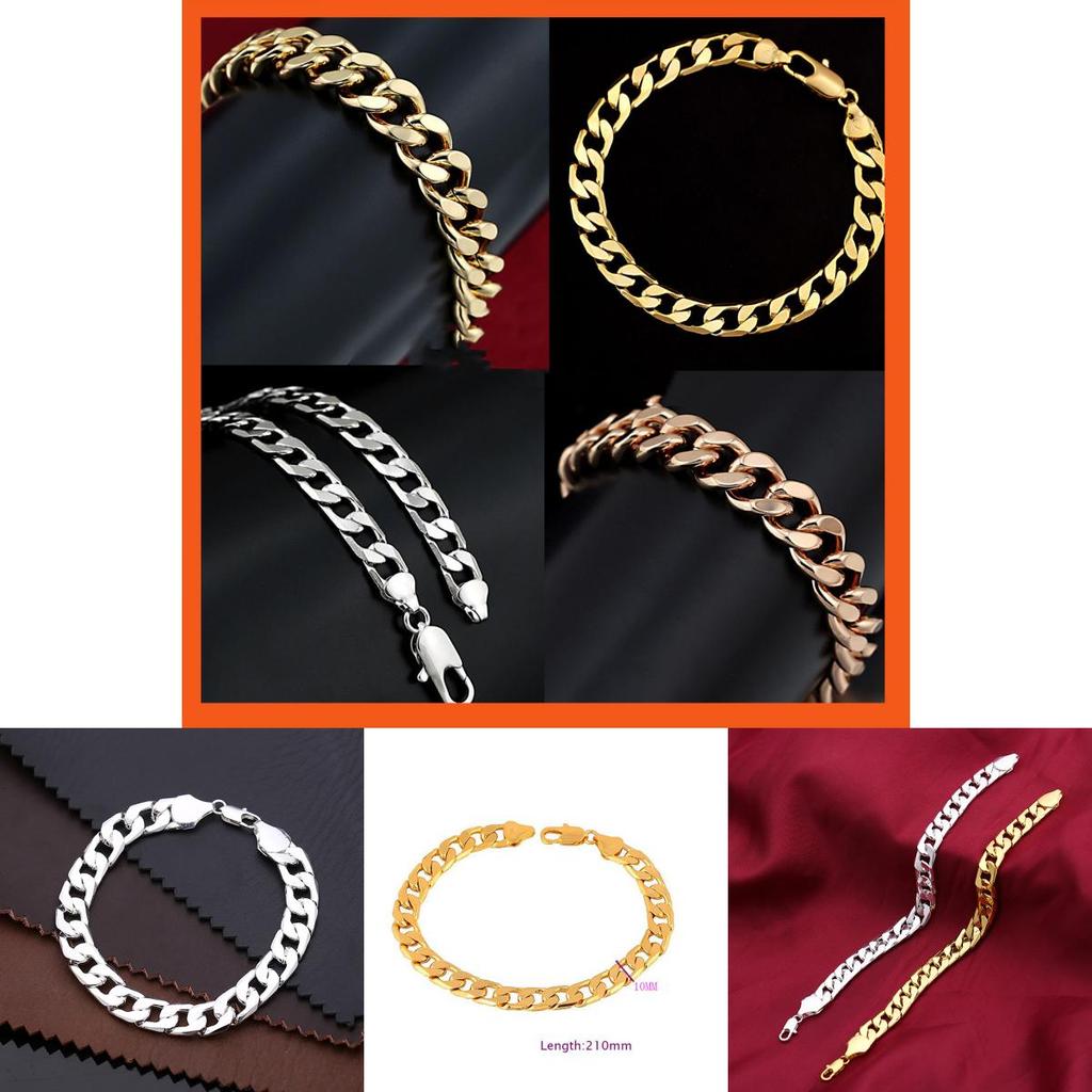 Classic Vintage Simple Flat Curb Cuban Chain Bracelet Punk Gothic Jewelry