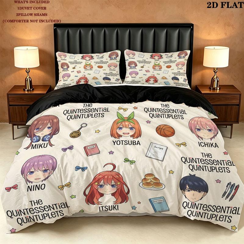 5Toubun Pattern Bedding Quilt Set Quilt Cover Pillowcase Home Birthday Gift(1 * duvet cover + 2 * pillowcase, without core)