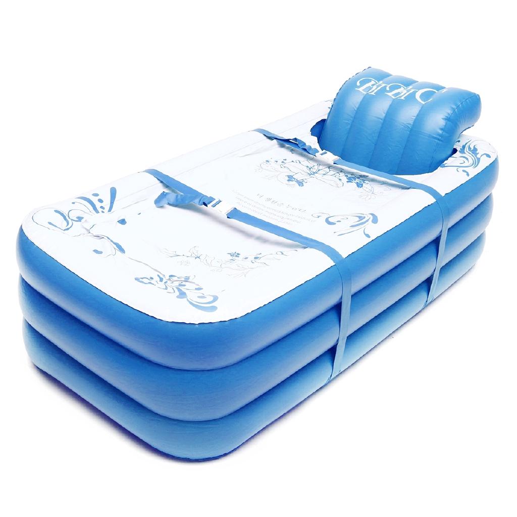 Neu Blau Große Größe Aufblasbare Badewanne SPA PVC Faltbar Tragbar Für Erwachsene Mit Luftpumpe Haushalt Aufblasbare Wanne