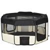 Puppy Playpen Foldable Mesh Cover Dog Playpen Breathable Mesh diameter 120 x 58H cm Black+Cream White