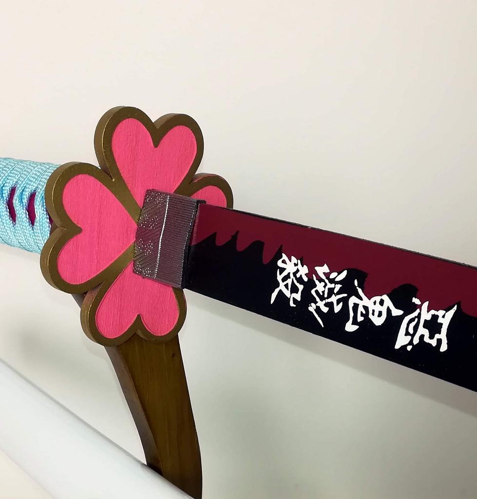 Wooden replica Nichirin sword by Mitsuri Kanroji, demon slayer, cosplay, interior decoration, Japanese sword, katana, weapon, S335