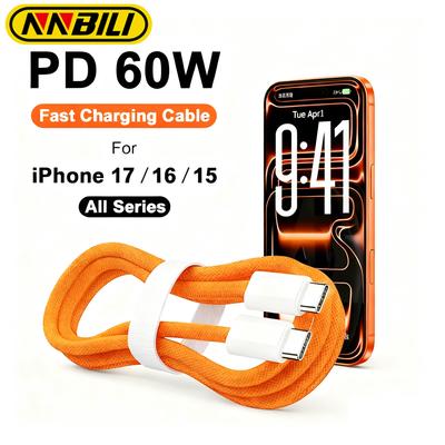 NNBILI PD 60W Fast Charging Cable For iPhone17 Pro Max Type C To C Quick Charger Cord For iPhone 16 15 iPad Braided Power Wire