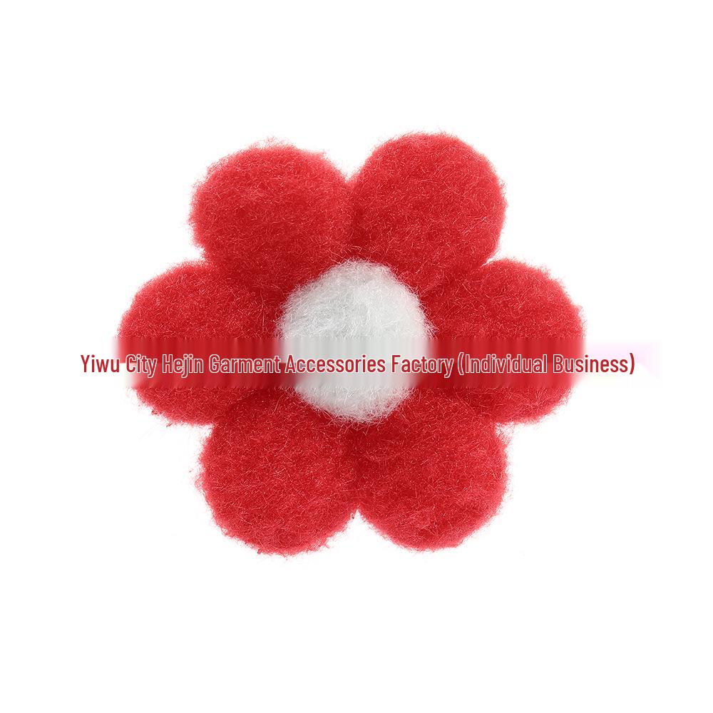 Colorful Handmade Six-Petal Flower Hair Clip - Cute Plush Cartoon Hair Accessory