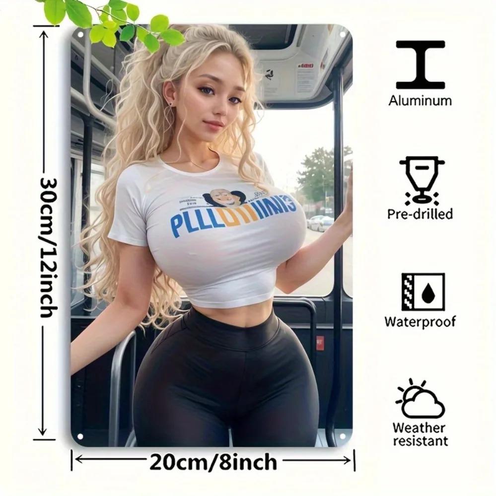 Vintage Blonde On Bus Tin Sign 8x12 Inch Retro Metal Wall Decor for Home