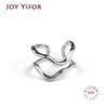 BFCLUB Silver Color Double Irregular Line Geometric Ring Female Simple Fashion French Romantic Charm Jewelry Wholesale