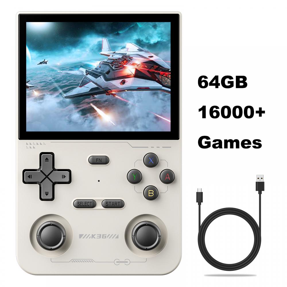 K36 Retro kapesní herní konzole 16000+ her Emuátor pro PS1/PSP/DC/N64/SS 3,5palcový IPS displej Přenosný kapesní video přehrávač 64GB