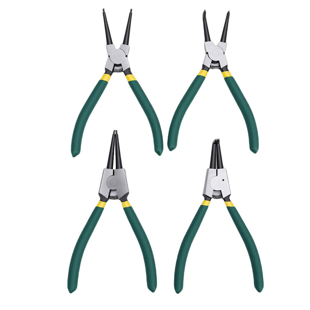 4PCS 7 Inch Internal External Snap Ring Pliers Set with Straight Bent Jaw for Removal and Installation of Automotive