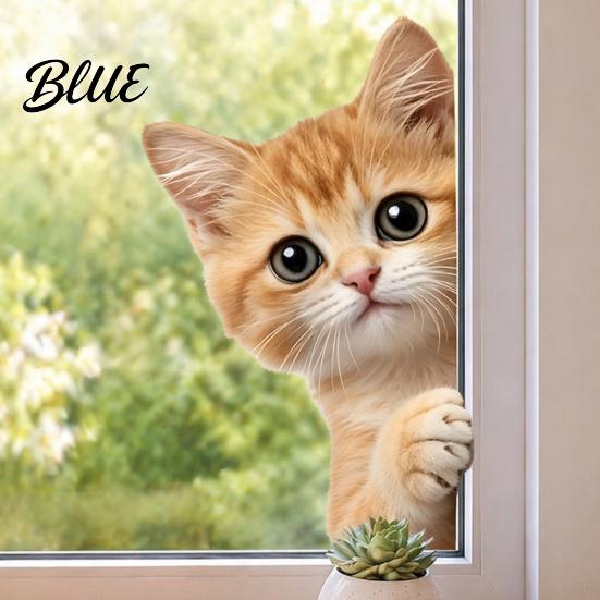 DIY Interior Window Cat Dog Peeking Static Animal Stickers Cute Clings Cartoon Wall Stickers Waterproof No Glue Adhesives Removable