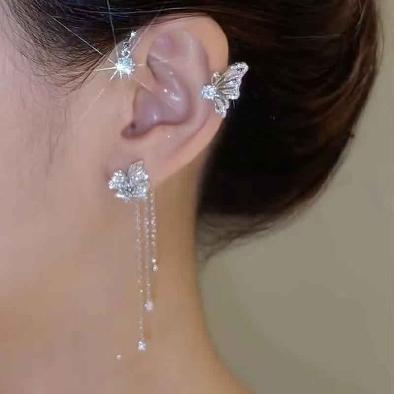 Butterfly Tassel Ear Cuff: Elegant Fairy-Style Luxury Cartilage Clip Earring