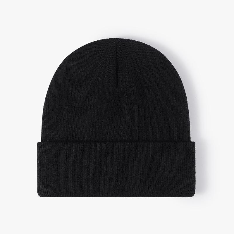 Unisex Winter Warm Ribbed Knitted Hat Acrylic Beanie with Custom Logo Digital Printing Solid Color and Cuffed Design