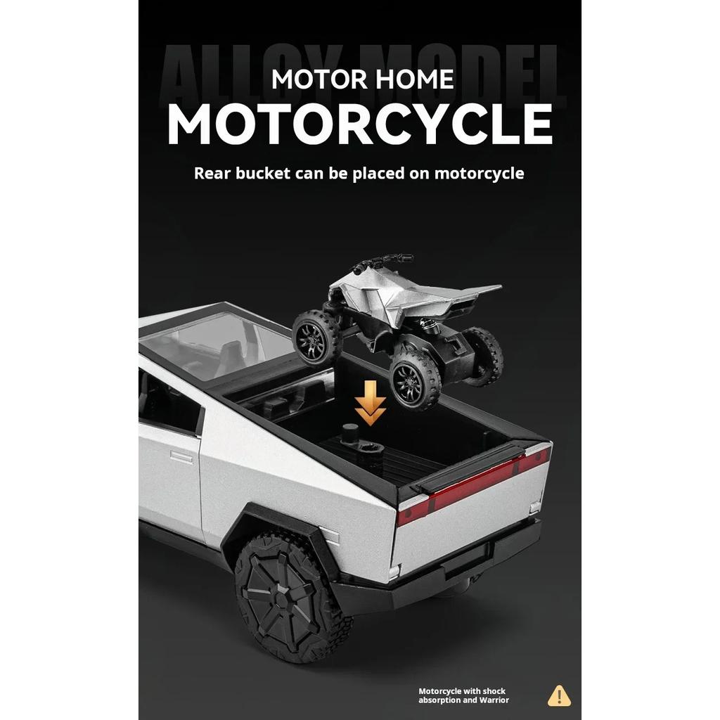 1/32 Tesla Trailer Rv Alloy Car Model Table Set Children's Toys Die Cast Collection Car Model Toys