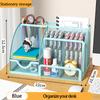 Mesh Pen Holder and Organizer Office Supplies with 7 Compartments, Desktop Organizer with Drawer, Metal Pen Holder for Desk