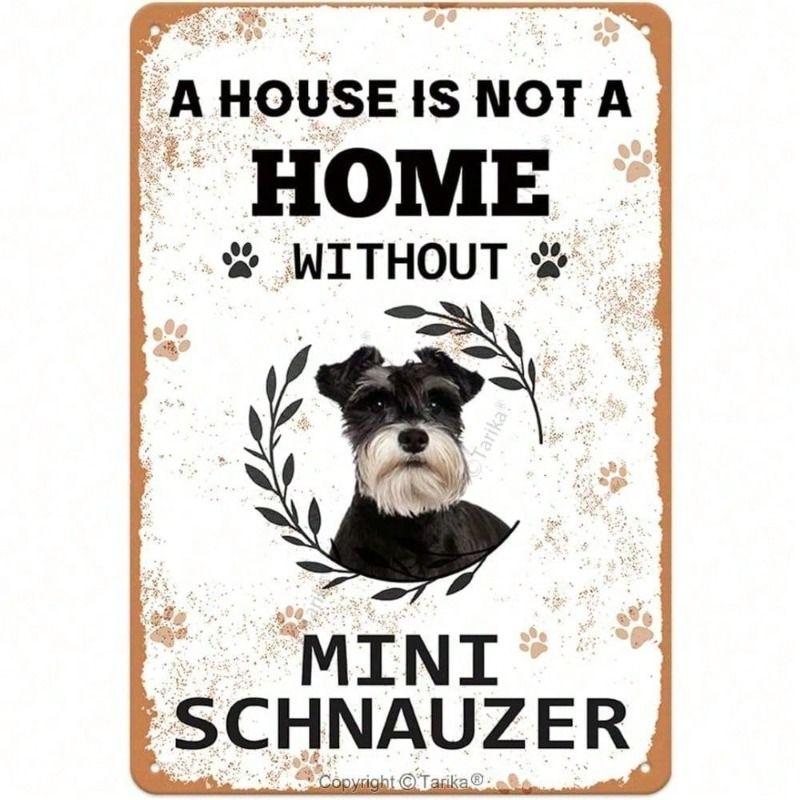 Retro Miniature Schnauzer Metal Sign 8x12 Kitchen Home Decor Dog Lover Gift