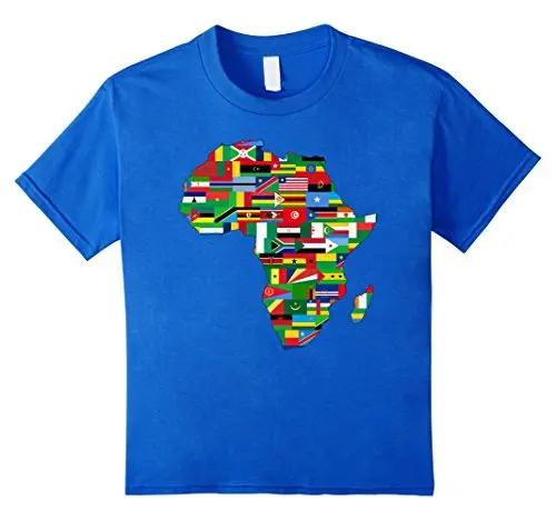 Afrikaanse Afrika Landen Vlag Kaart Unisex T-shirt Korte Mouw Casual 100% Katoen T-shirts