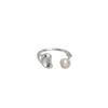 Fashionable Open Copper Ring With Irregular Pearl For Women In Trendy Summer Style