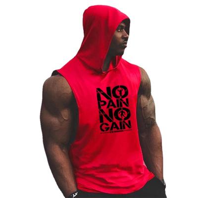 Letné neformálne pánske fitness tielko s kapucňou a krátkym rukávom Jednoduché a pekné oblečenie na ulicu