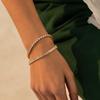 Simple Trendy Stainless Steel 18K Gold Square Zirconia Tennis Bracelet Premium Adjustable Jewelry Clasp Hand Charms Anniversary