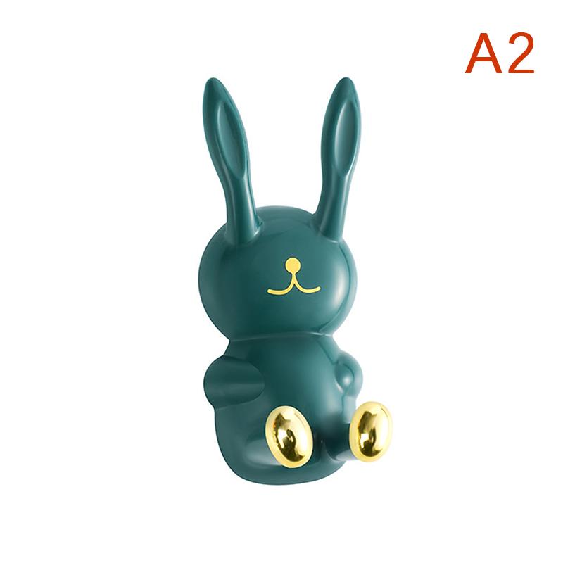 Roztomilý držák na zubní kartáčky ve tvaru králíčka, bez nutnosti vrtání, police na zubní kartáčky, silný samolepicí nástěnný háček, multifunkční držák na napájecí zástrčky, věšák